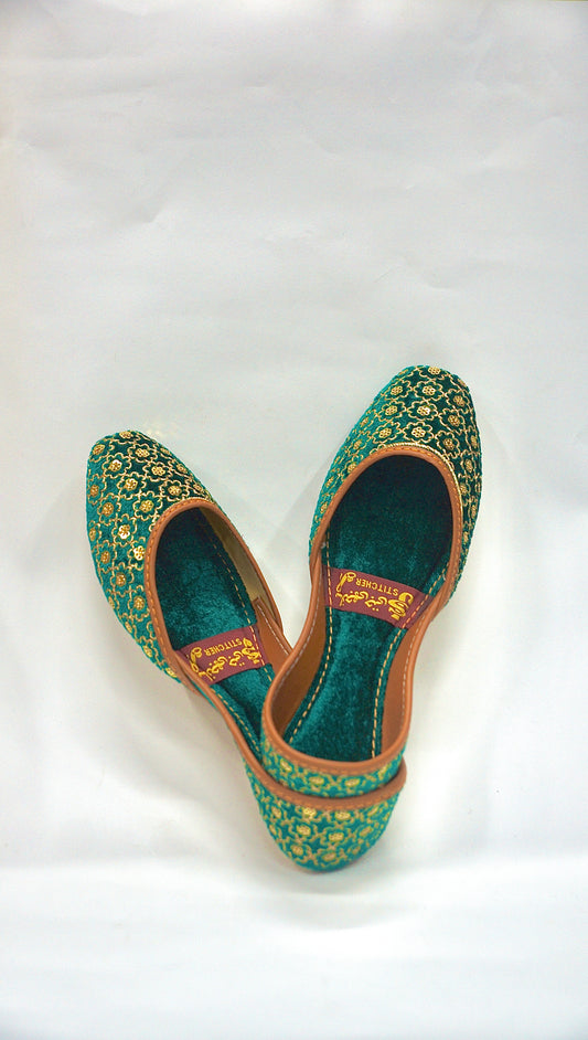 Ladies Khussa EMERALD GREEN